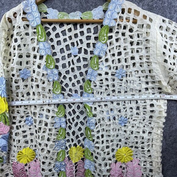 Boho Embroidered Cardigan Womens XL Crochet Look Festival Lagenlook Cottage - Picture 8 of 8